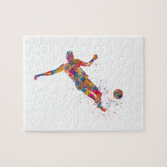 Quebra-cabeça Jogador de futebol em aquarela (Horizontal)
