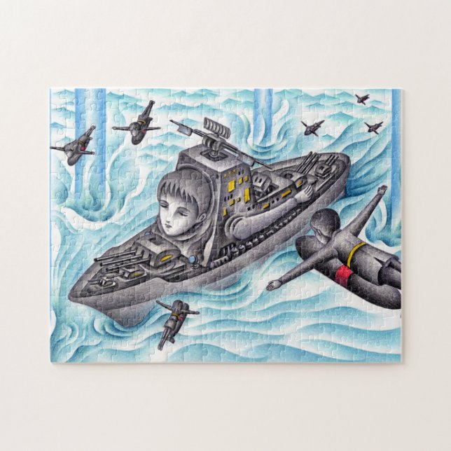 Quebra-cabeça Jogo de batalha naval. (Horizontal)