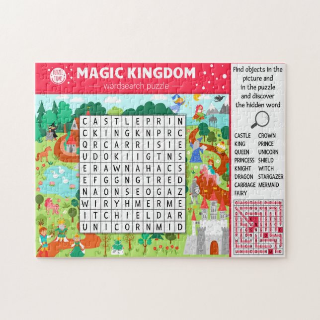 Quebra-cabeça Jogo de caça-palavras do Castelo Mágico para crian (Horizontal)