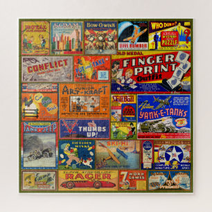 QUEBRA-CABEÇA JOGOS E BRINQUEDOS COLORIDOS VINTAGE PARA CRIANÇAS