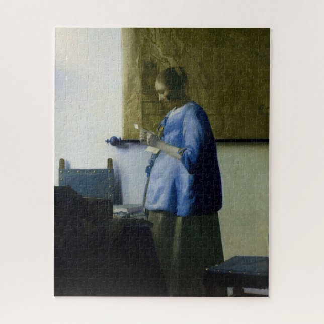 Quebra-cabeça Johannes Vermeer - Mulher a azul lendo uma letra (Vertical)