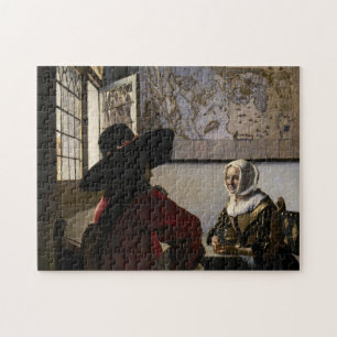 Quebra-cabeça Johannes Vermeer - Oficial com uma Garota Rindo