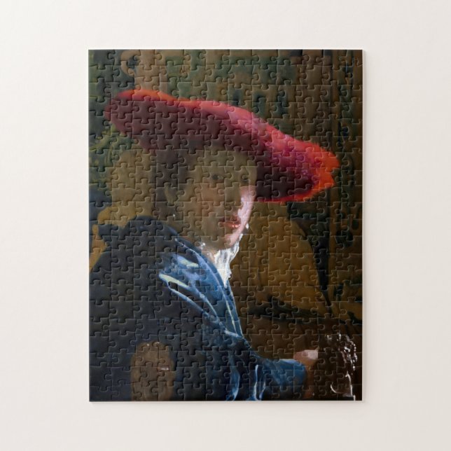 Quebra-cabeça Johannes Vermeer - Rapariga com Chapéu Vermelho (Vertical)