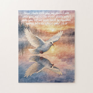 Quebra-cabeça John 14:27 Christian White Dove Jigsaw Puzzle