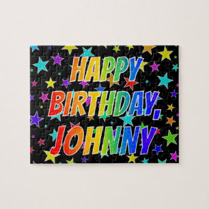 Quebra-cabeça "JOHNNY" Primeiro Nome, Diversão "FELIZ ANIVERSÁRI