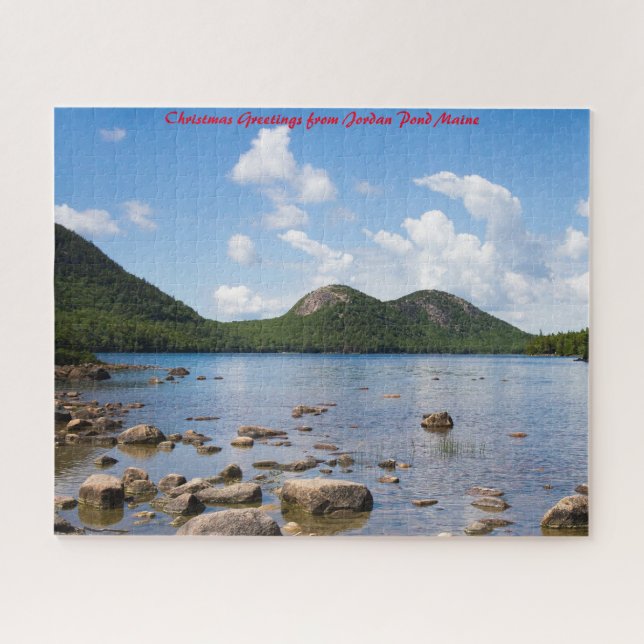 Quebra-cabeça Jordan Pond Maine.Saudação de Natal (Horizontal)