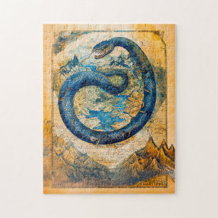 Quebra-cabeça Jörmungandr a Serpente de Midgard no Mapa Mundial