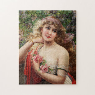 Quebra-cabeça Jovem com Rosas de Emile Vernon