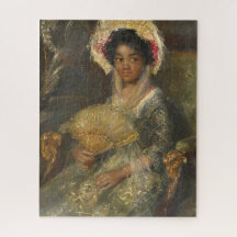 Jovem mulher com fã Isabella Simon Maris Art