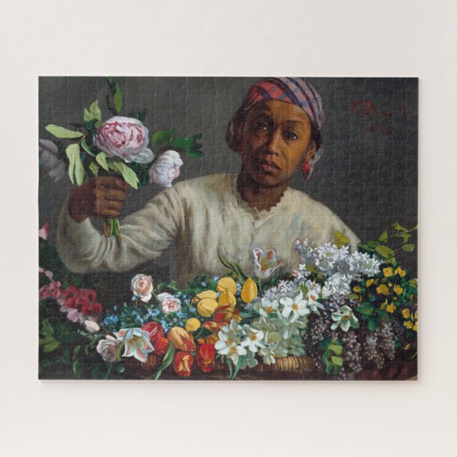 Quebra-cabeça Jovens mulheres com peônias por Frederic Bazille (Horizontal)