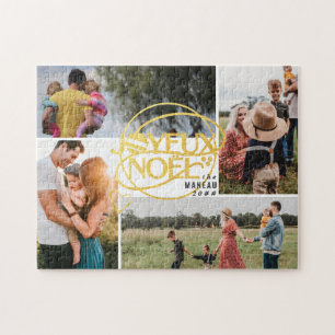 Quebra-cabeça Joyeux Noel França Natal Quatro Colagem de Fotos