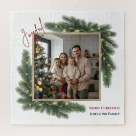 Quebra-cabeça Joyful Christmas Personalized Family Photo Puzzle