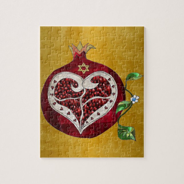 Quebra-cabeça Judaica Pomegranate Heart Hanukkah Rosh Hashanah (Vertical)