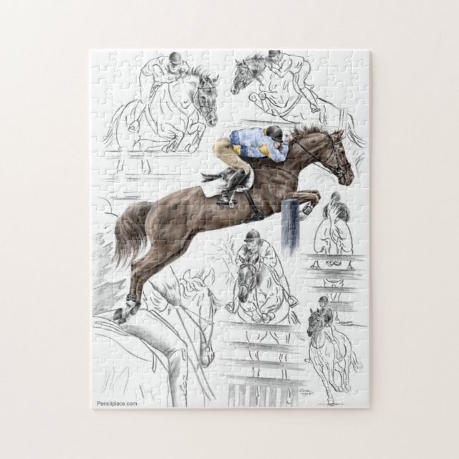 Quebra-cabeça Jumper Horses Fences Montage (Vertical)