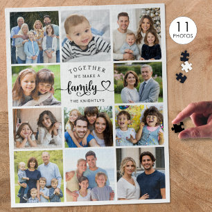 Quebra-cabeça Juntos Fazemos Uma Família 11 Fotos Coração
