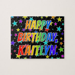 Quebra-cabeça "KAITLYN" Primeiro Nome, Diversão "FELIZ ANIVERS