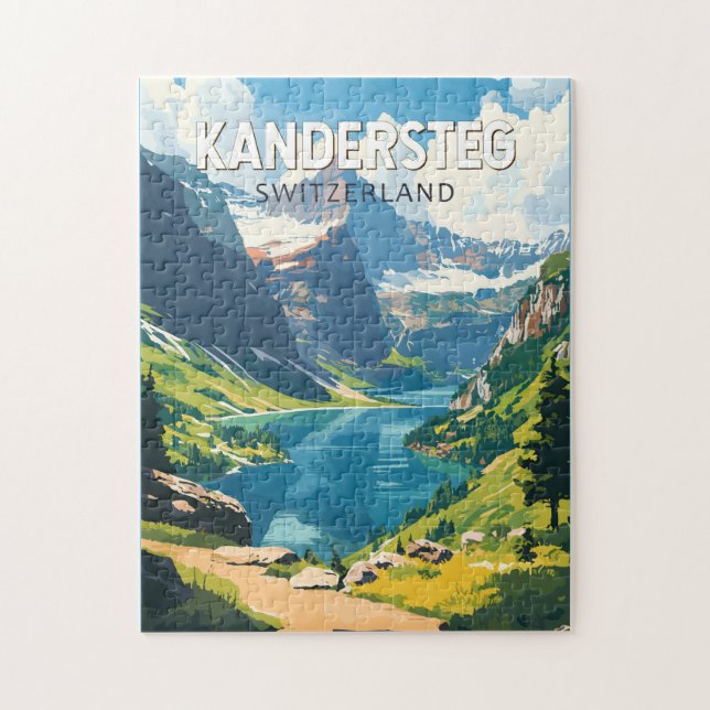 Quebra-cabeça Kandersteg Suiça Art Vintage (Vertical)