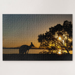 Quebra-cabeça Kangaroo no pôr do sol 1014 pedaços