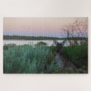 Quebra-cabeça Kangaroo Sunset no lago da Austrália, 1014 peças