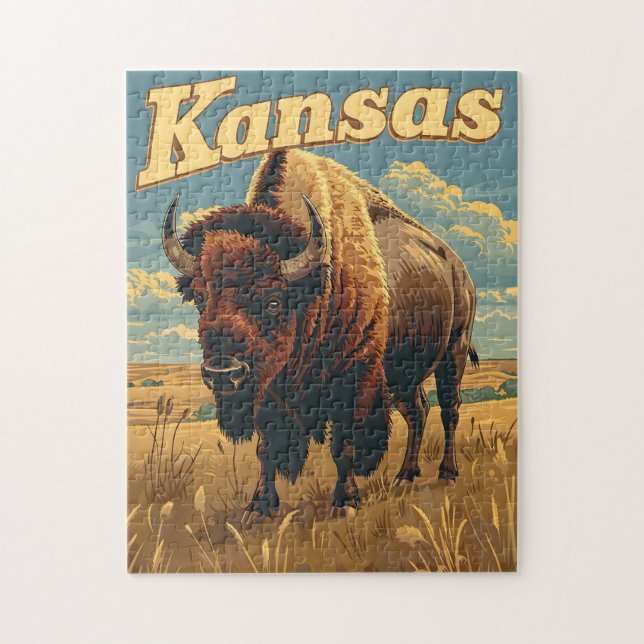 Quebra-cabeça Kansas Bison Vintage (Vertical)