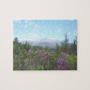 Quebra-cabeça Katahdin e flores roxas