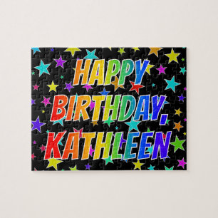 Quebra-cabeça "KATHLEEN" Primeiro Nome, Diversão "FELIZ ANIVERSÁ