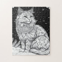 Quebra-cabeça Katze Mandala unter magischem Sternenhimmel