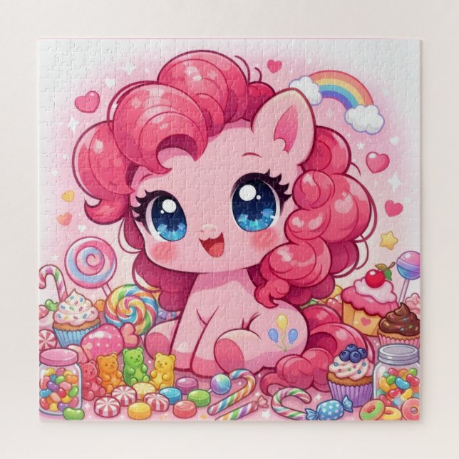 Quebra-cabeça Kawaii Pink Pony Chibi Art Puzzle (Vertical)
