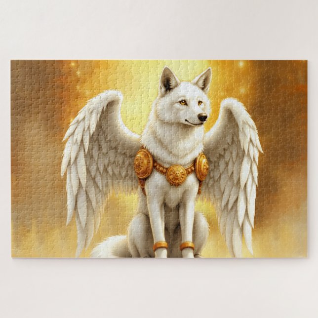 Quebra-cabeça Keeper of the Dawn – The White Winged Wolf.  (Horizontal)