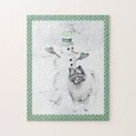 Quebra-cabeça Keeshond Christmas Snowman Pinting Art<br><div class="desc">Retrato original de Cachorro Snowman de Natal Keeshond. Especializamo-nos em arte original engraçada e engraçada. Comprar isto para si próprio ou como um presente excelente para os teus amigos de Keeshond. Seja criativo - clique em PERSONALIZAR para adicionar/remover/alterar texto, redimensionar a imagem, alterar as cores ou qualquer outra coisa que...</div>