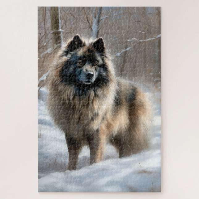 Quebra-cabeça Keeshond Deixe-o nevar no Natal (Vertical)