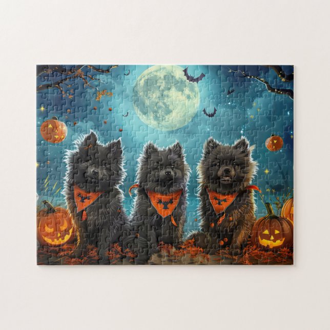 Quebra-cabeça Keeshond Halloween Spooky (Horizontal)