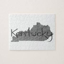 Quebra-cabeça Kentucky Shaped Old Cinza Chalkboard Name Black