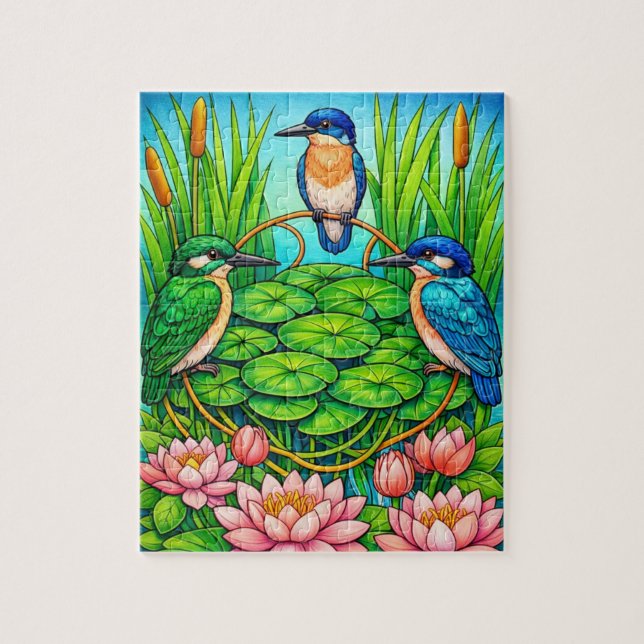 Quebra-cabeça Kingfisher Trio Jigsaw Puzzle (Vertical)