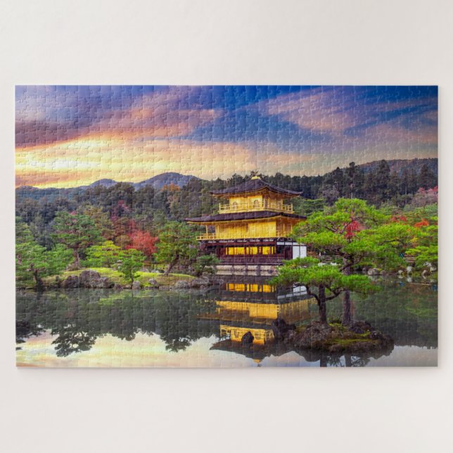 Quebra-cabeça Kinkaku-ji Zen Temple Quioto Japão Viagem Sunset (Horizontal)