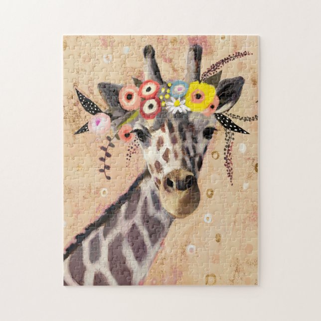Quebra-cabeça Klimt Giraffe | Coroa De Flores (Vertical)