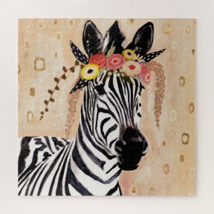 Quebra-cabeça Klimt Zebra Coroa De Flores