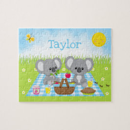 Quebra-cabeça Koala Bear Picnic Boy Blue Gingham