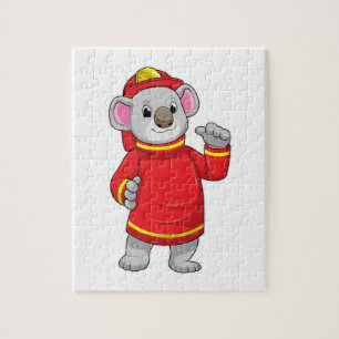 Quebra-cabeça Koala como Bombeiro com Helmet