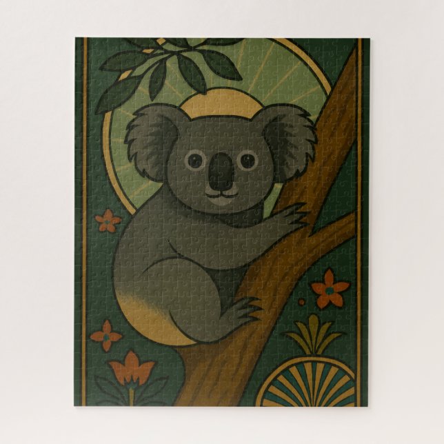 Quebra-cabeça Koala Ornamental em Mandala Botânica (Vertical)