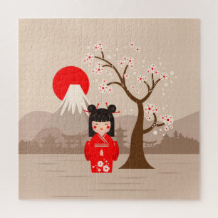 Quebra-cabeça Kokeshi - Boneca Japonesa