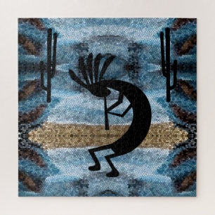 Quebra-cabeça Kokopelli Southwest Desert Mosaic Blue 20" x 20"