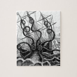 Quebra-cabeça Kraken/polvo Eatting um navio de pirata,