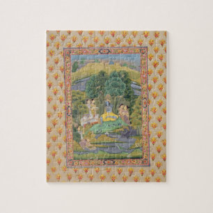 Quebra-cabeça Krishna e o Gopis (gouache no papel)