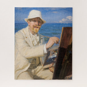 Quebra-cabeça Kroyer - Autorretrato na praia de Skagen