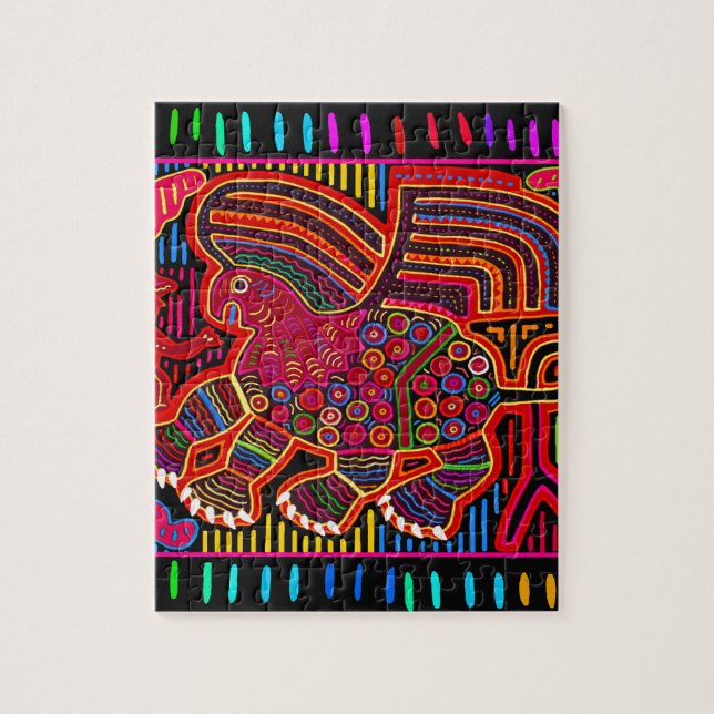 Quebra-cabeça Kuna Indian Friendly Dragon Mola (Vertical)