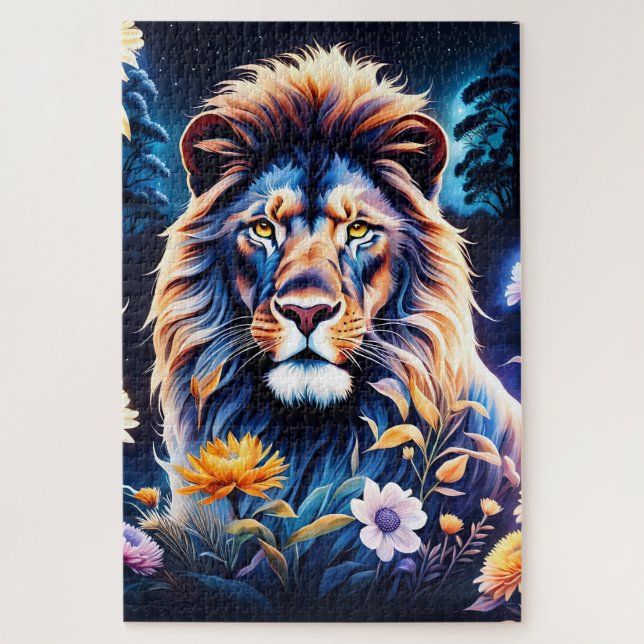 Quebra-cabeça La beauté d'un lion dans son environnement (Vertical)