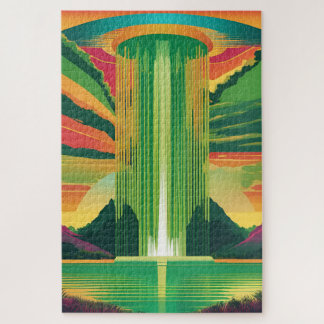 Quebra-cabeça La couleur verte en pop art dans un paysage