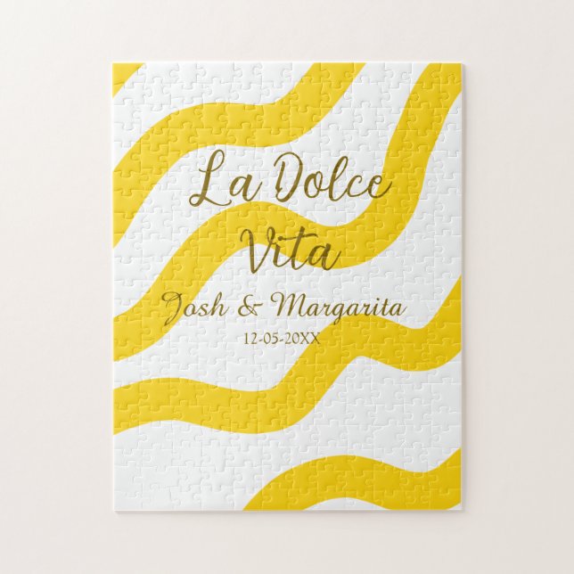 Quebra-cabeça La Dolce Vita casal amarelo Nome data glit (Vertical)