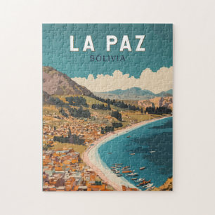 Quebra-cabeça La Paz Bolivia Illustração Viagem Art Vintage